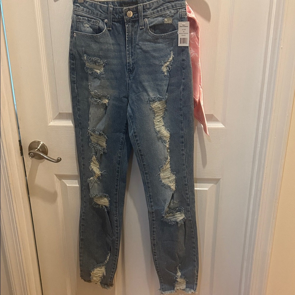 Juicy Couture Ripped Blue Ankle Jeans